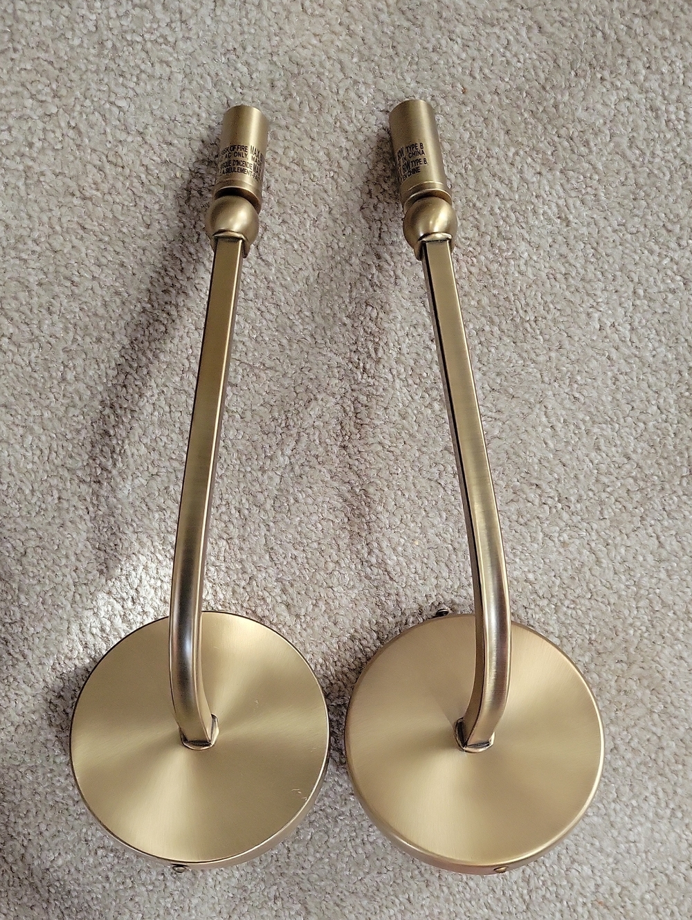 Brushed Gold Wall Sconce Pair. FAIR CONDITION.